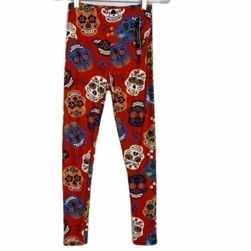 NWT Leggings Depot Multi Color Sugar Skulls One Size Fits Most Small to Large